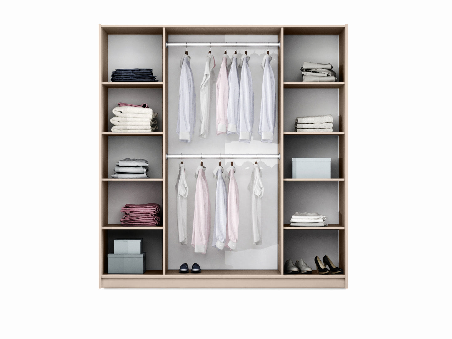 Wardrobe SAVANA 210 Sand Beige/Mirror