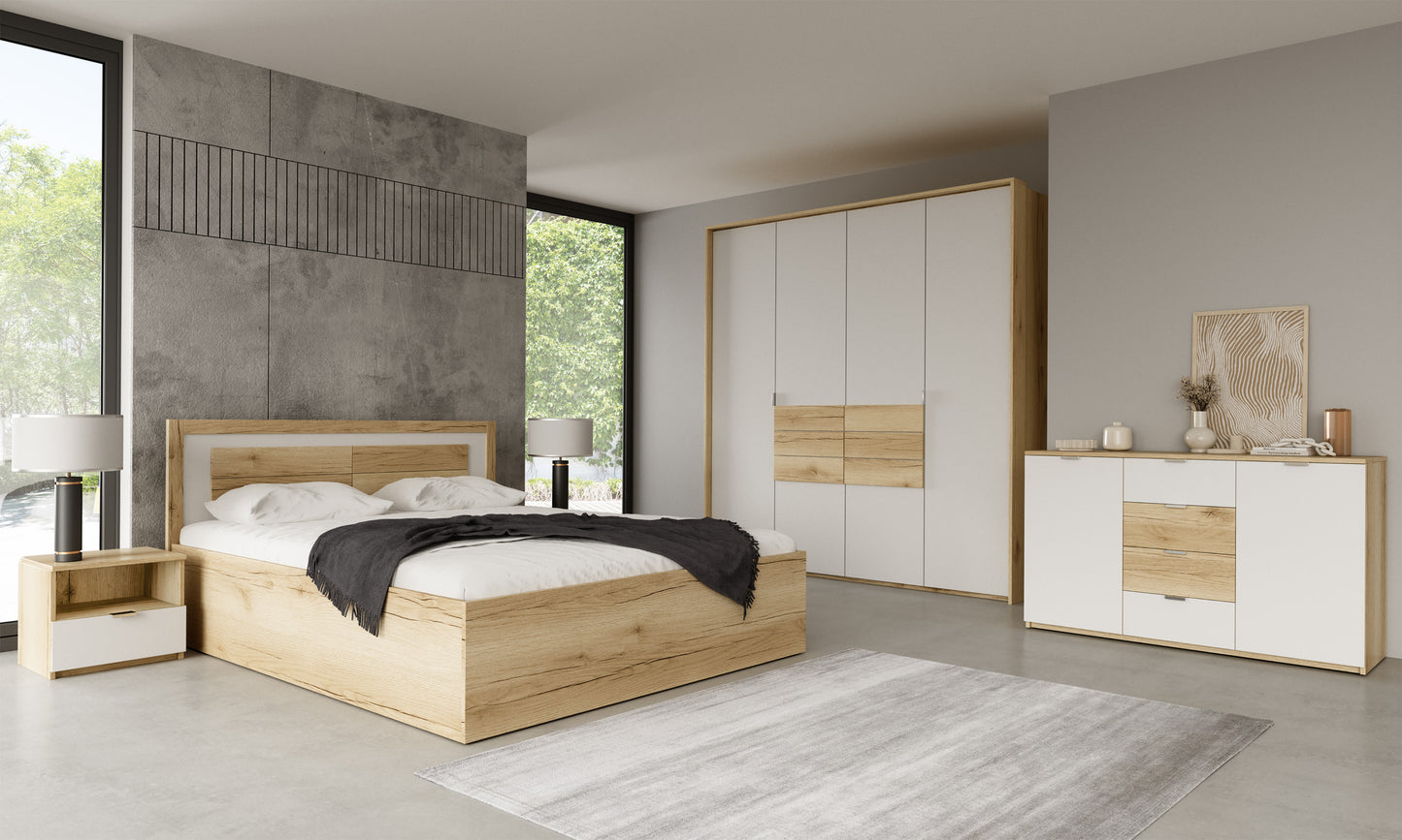 Bed PANAMA Natural Oak / White