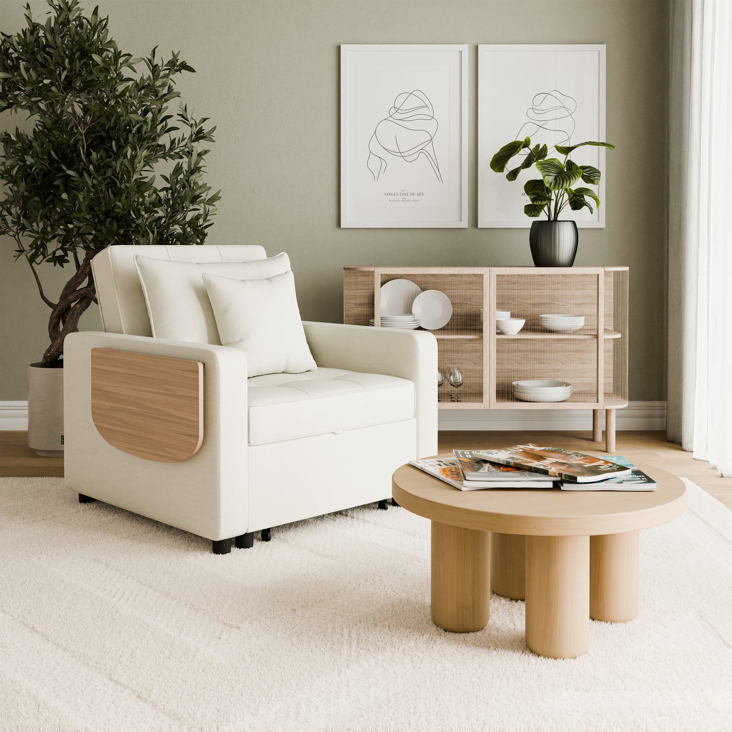 Armchair sofa bed Suzie DF-014ACSB - Cream