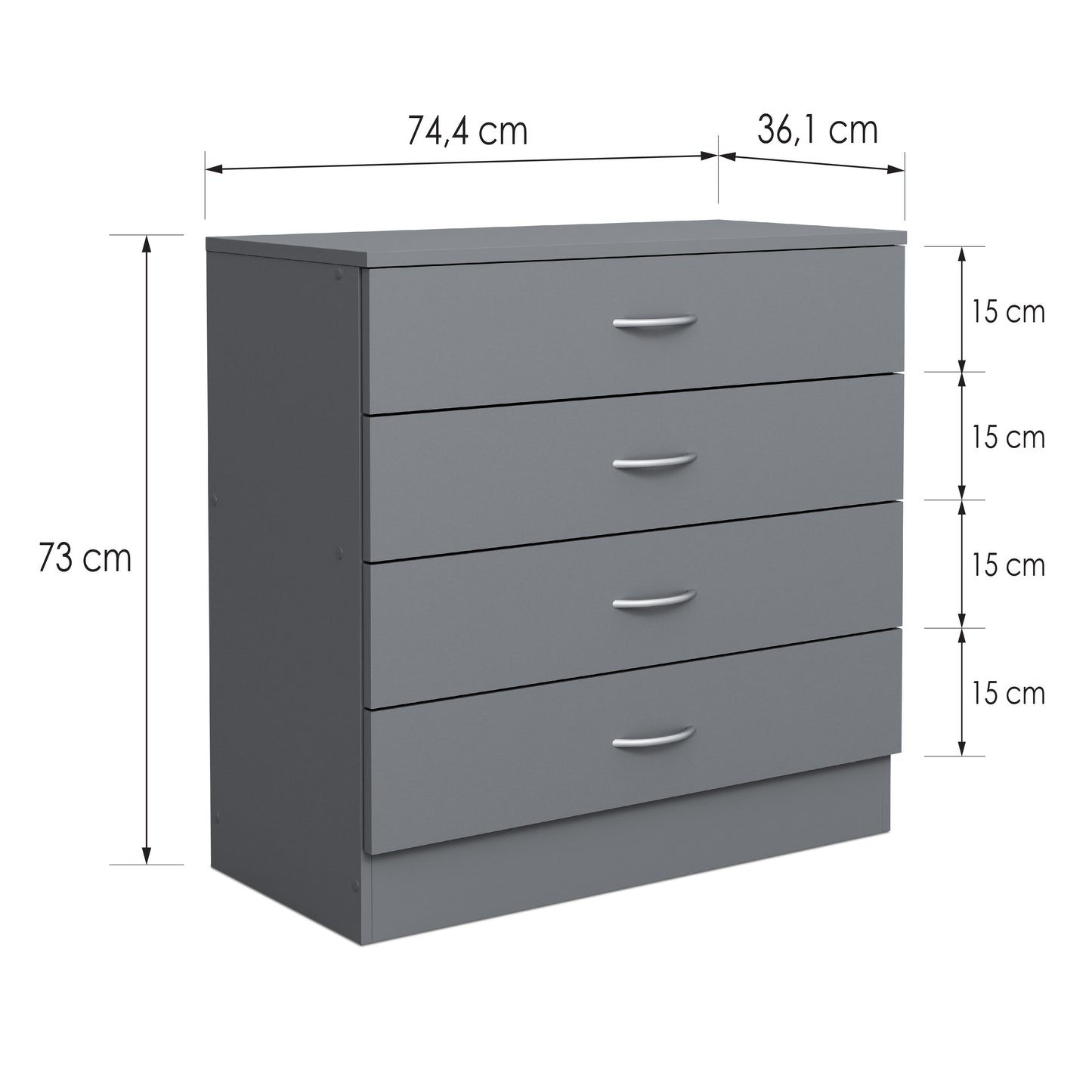 Chest of drawers Essential DF-BR103CD-4D - grey