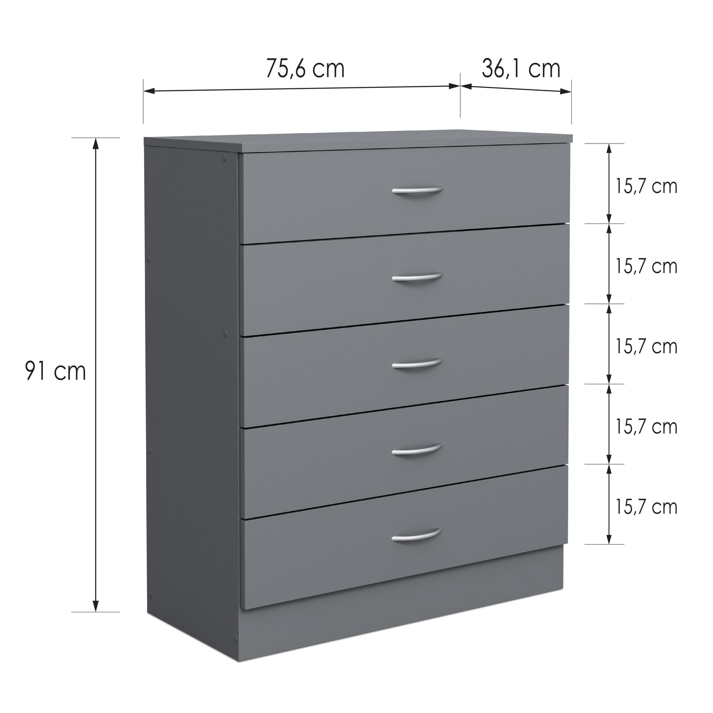 Chest of drawers Essential DF-BR104CD-5D - grey