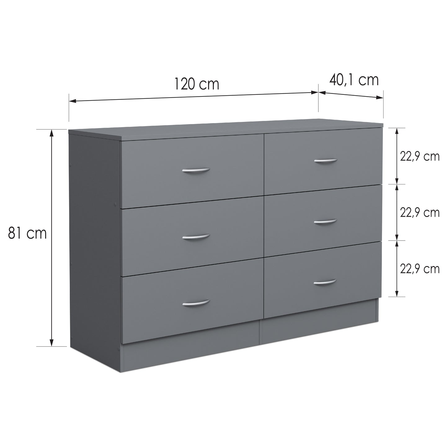Chest of drawers Essential DF-BR106CD-6D - grey