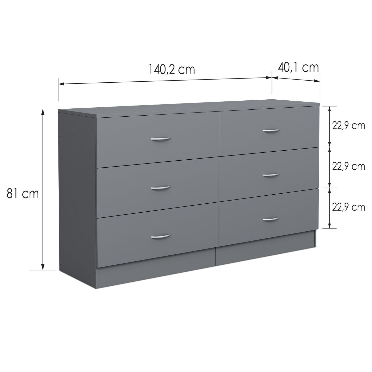 Chest of drawers Essential DF-BR107CD-6D - grey