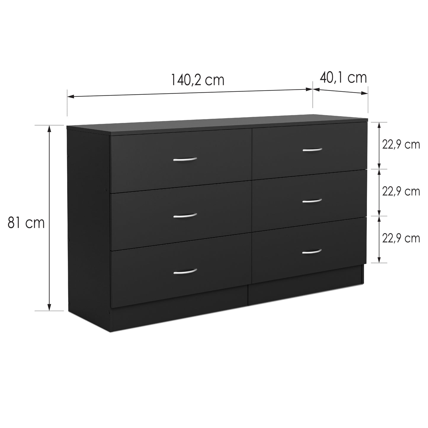 Chest of drawers Essential DF-BR107CD-6D - black