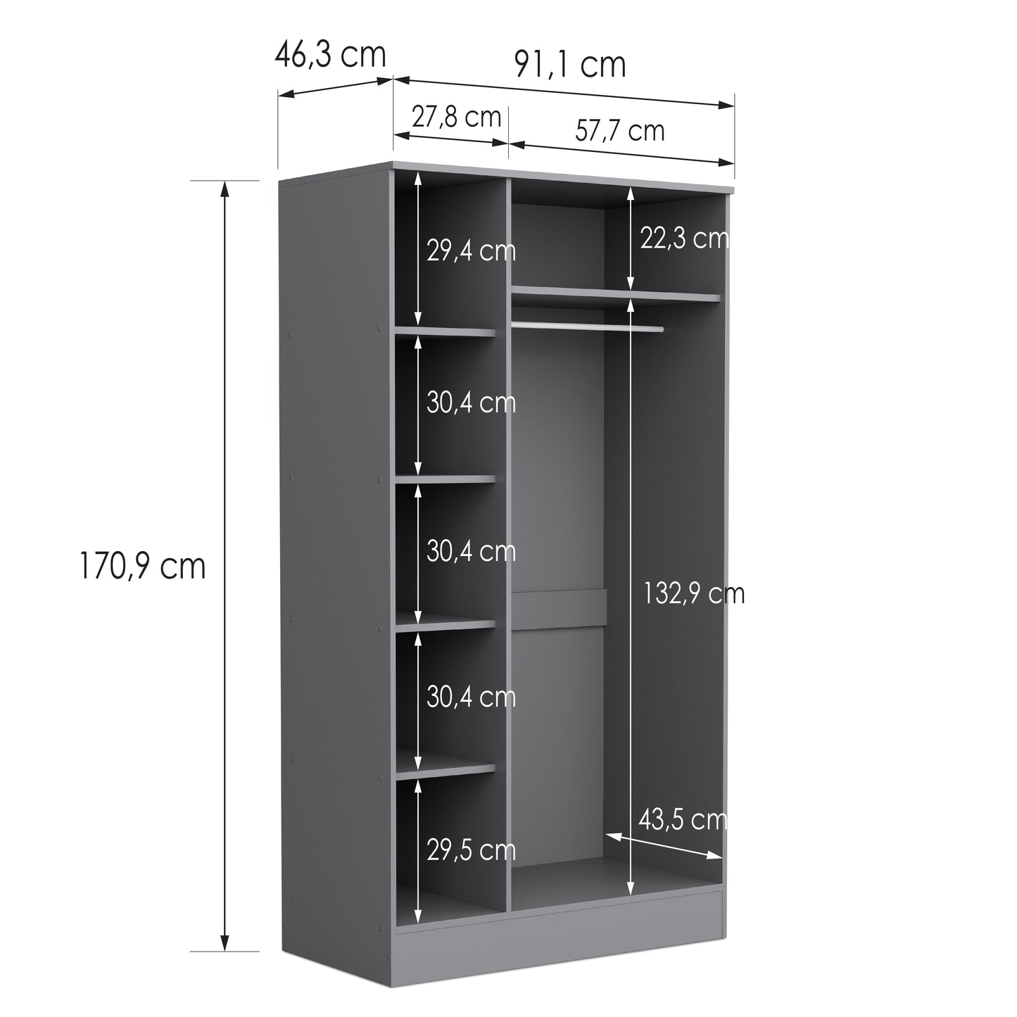 Wardrobe Essential DF-BR111W-3DR - grey