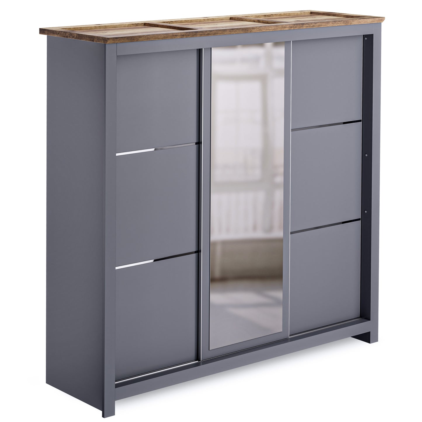 Sliding Wardrobe Milford DF-CF209SWR-3DRM-180 with Mirror - Graphite