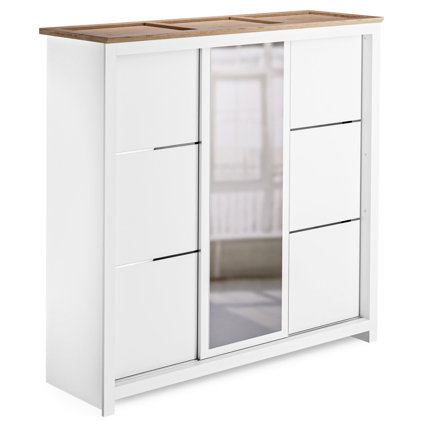 Sliding Wardrobe Milford DF-CF209SWR-3DRM-180 with Mirror - White