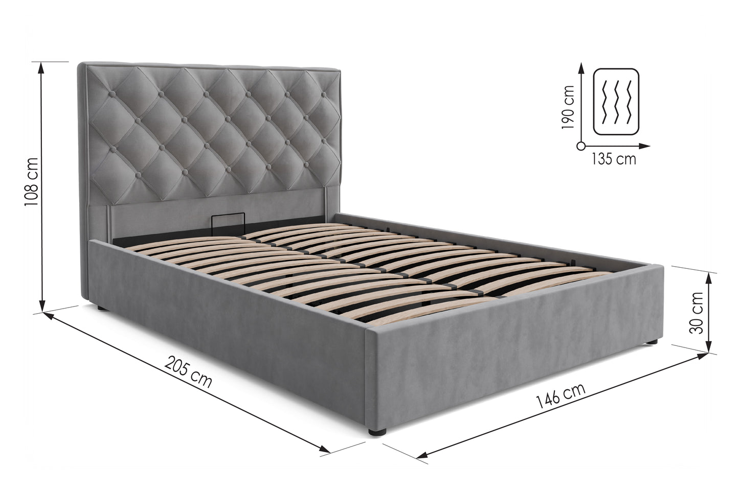 Bed Ethan DF-202UOB_DB - Grey