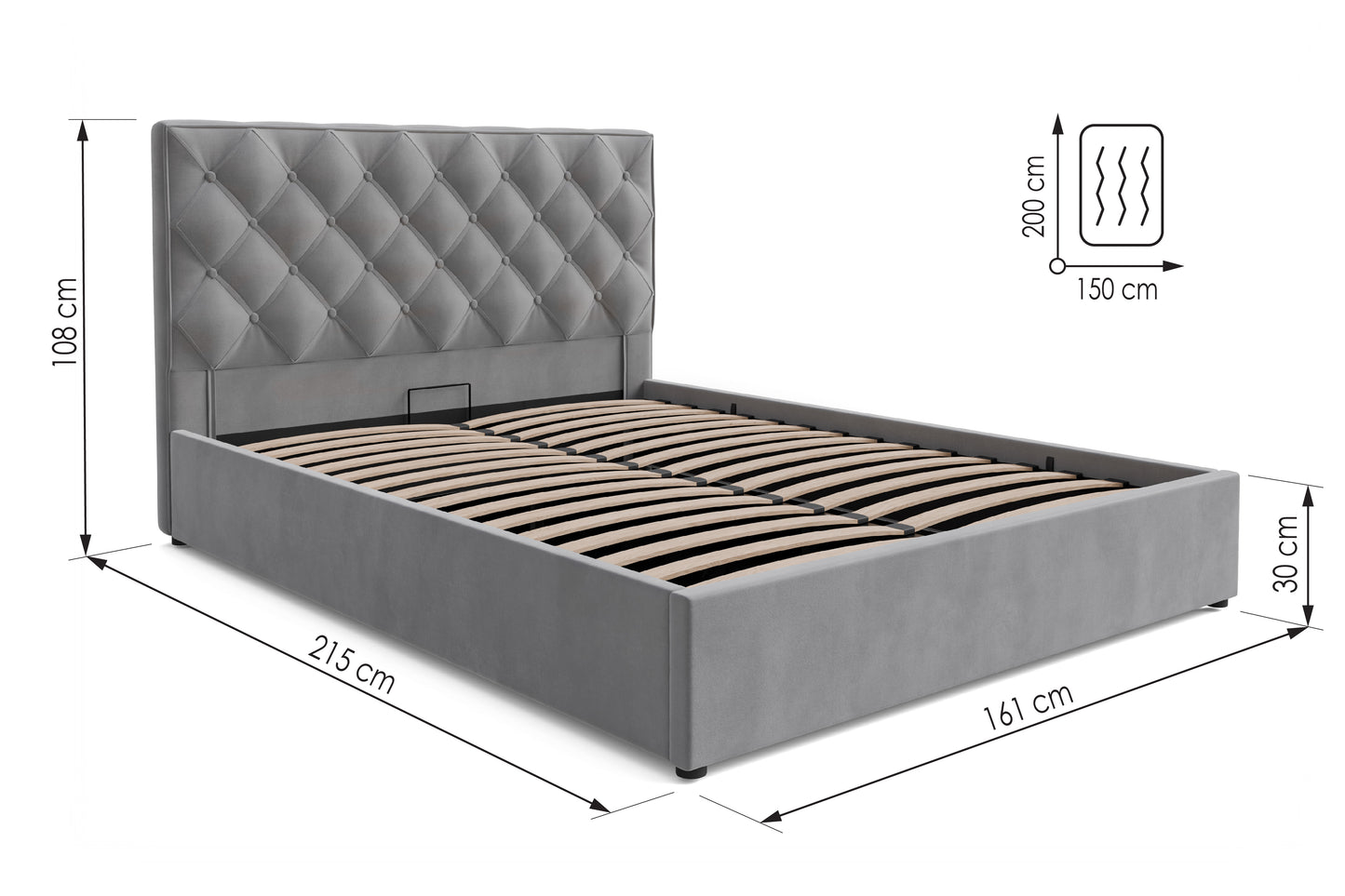 Bed Ethan DF-202UOB_K - Grey