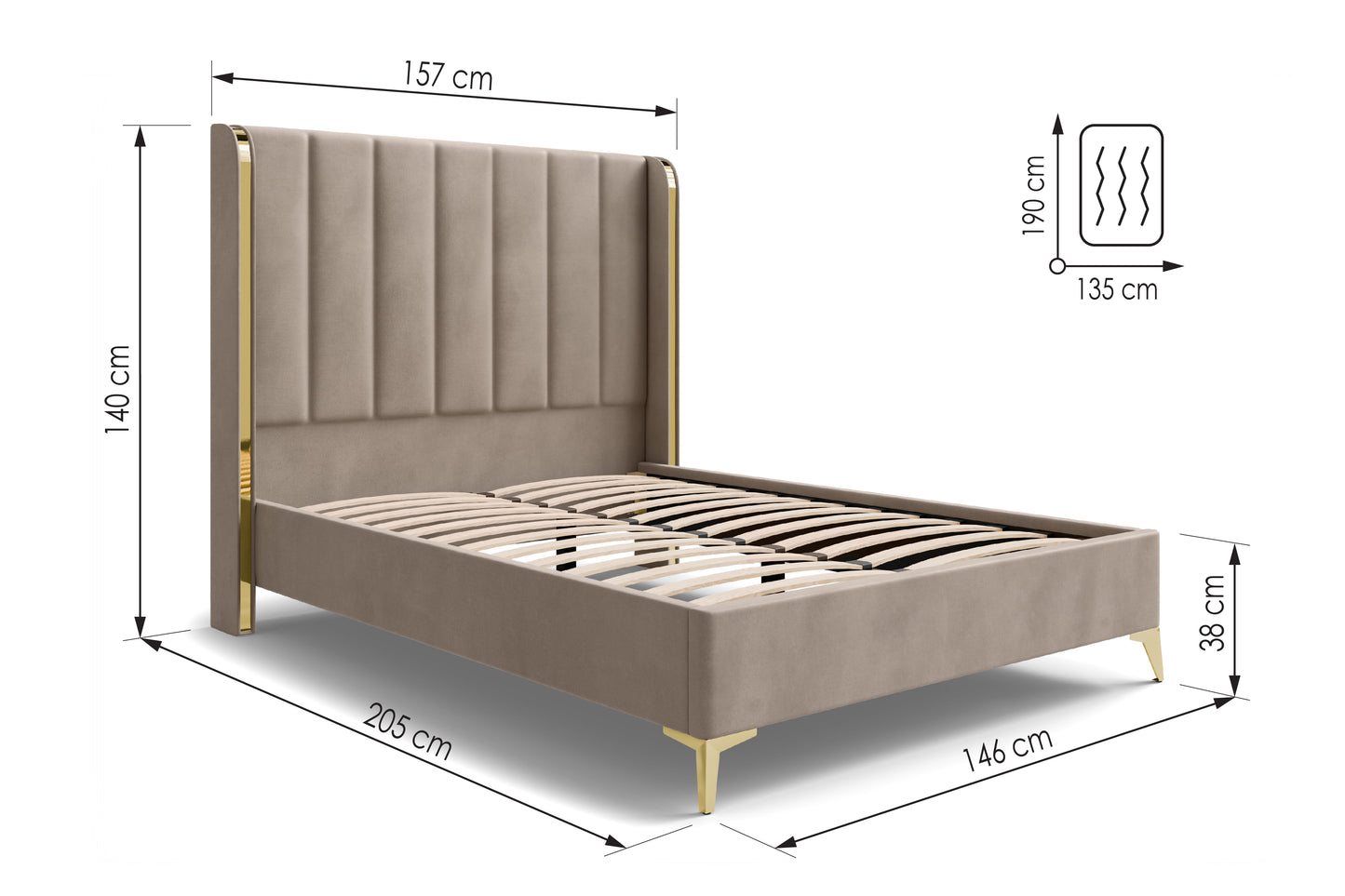 Bed William DF-201UB_DB - Black