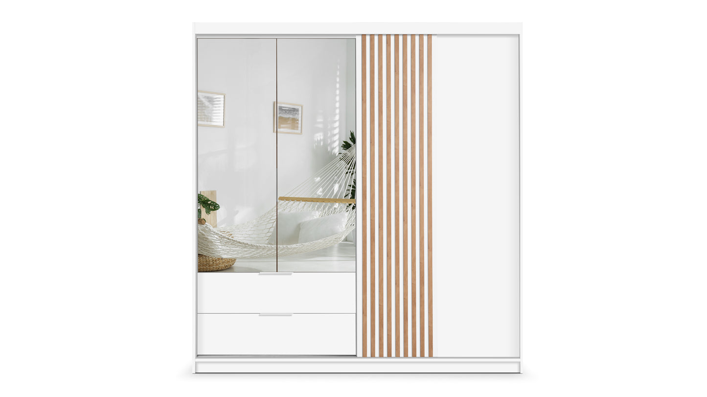 Wardrobe MAJORKA 203 White /Mirror