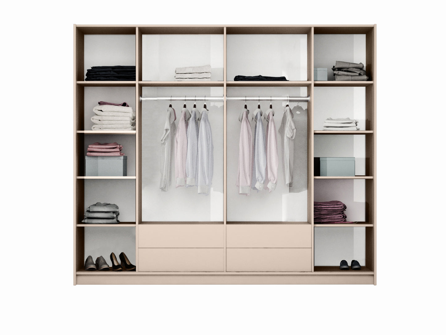 Wardrobe SAVANA 255 Sand Beige/Mirror