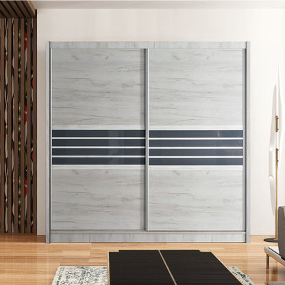 TURYN 203cm Sliding Door Wardrobe Oak Craft / Graphite Glass
