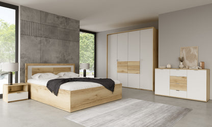 Bed PANAMA Natural Oak / White