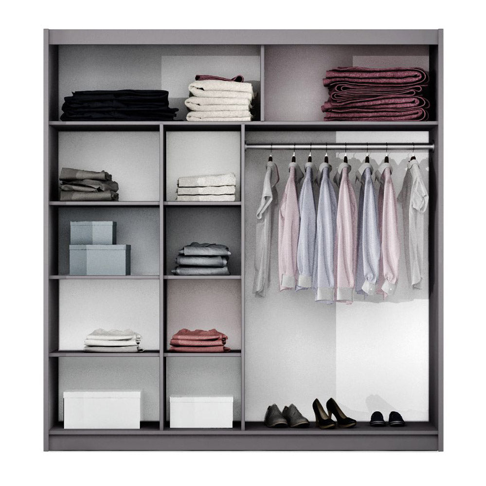 TURYN 203cm Sliding Door Wardrobe Lava / Black Glass