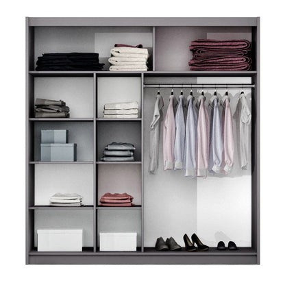 TURYN 203cm Sliding Door Wardrobe Lava / Black Glass