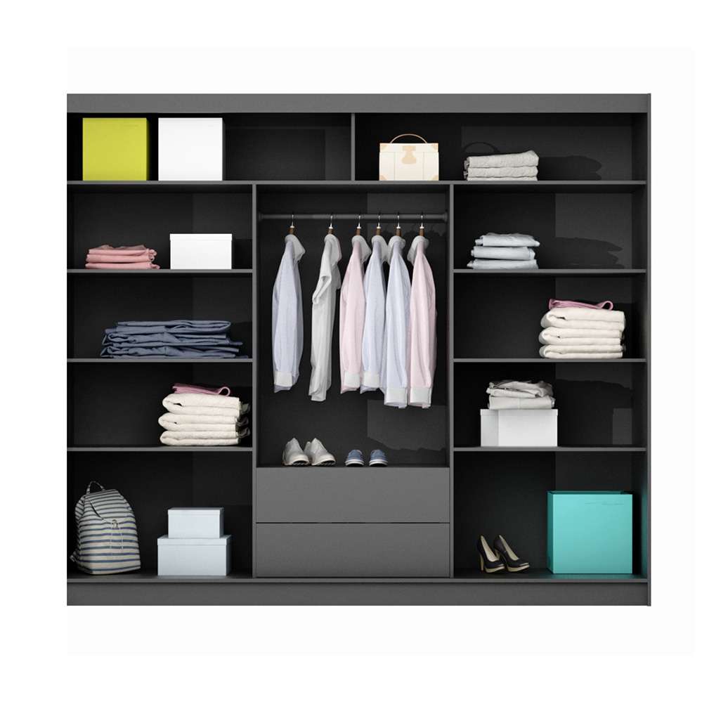 PARIS LUX 250cm Sliding Door Wardrobe Black