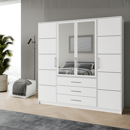 Wardrobe BALI D4 White + Mirror