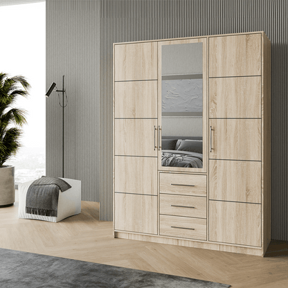 Wardrobe BALI D3 Oak Sonoma + Mirror
