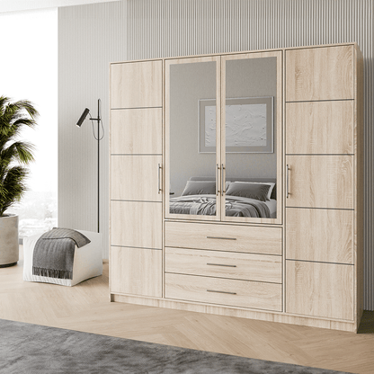 Wardrobe BALI D4 Oak Sonoma + Mirror