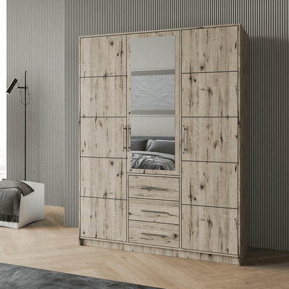 Wardrobe BALI D3 Oak Wellington + Mirror