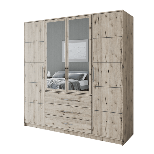 Wardrobe BALI D4 Oak Wellington + Mirror