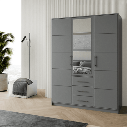 Wardrobe BALI D3 Graphite + Mirror