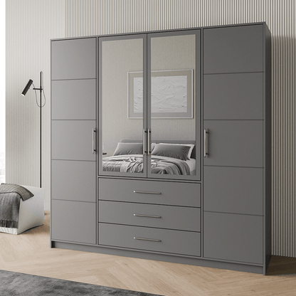 Wardrobe BALI D4 Graphite + Mirror