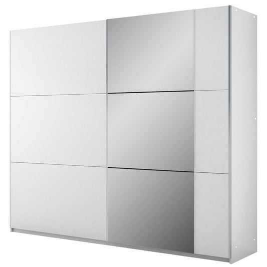 BASTIA 250cm Sliding Door Wardrobe White+Mirror