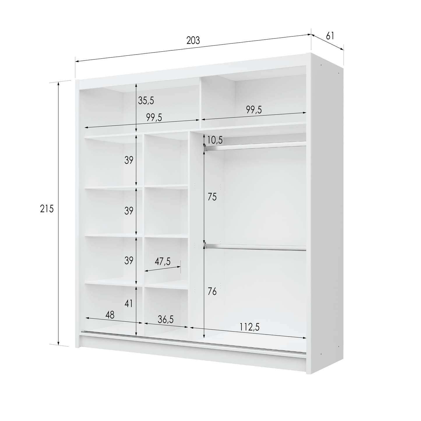 BRANDON 203 Wardrobe White White
