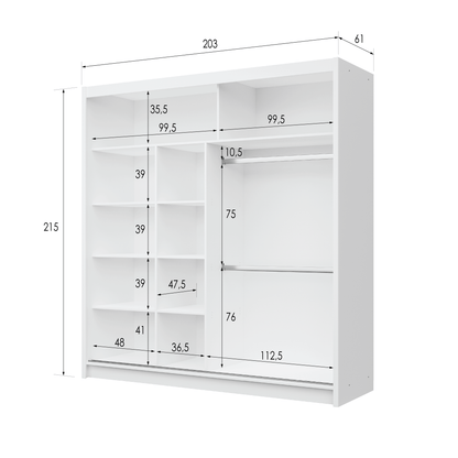 BRANDON 203 Wardrobe White White