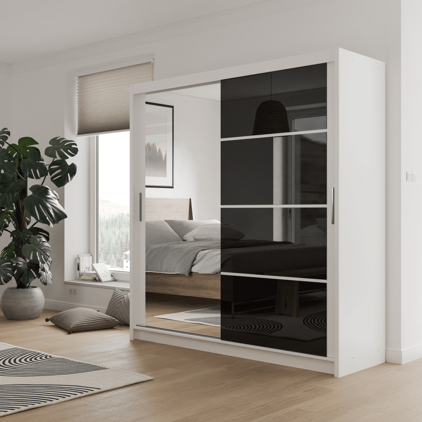 BRANDON 203 Wardrobe White Black