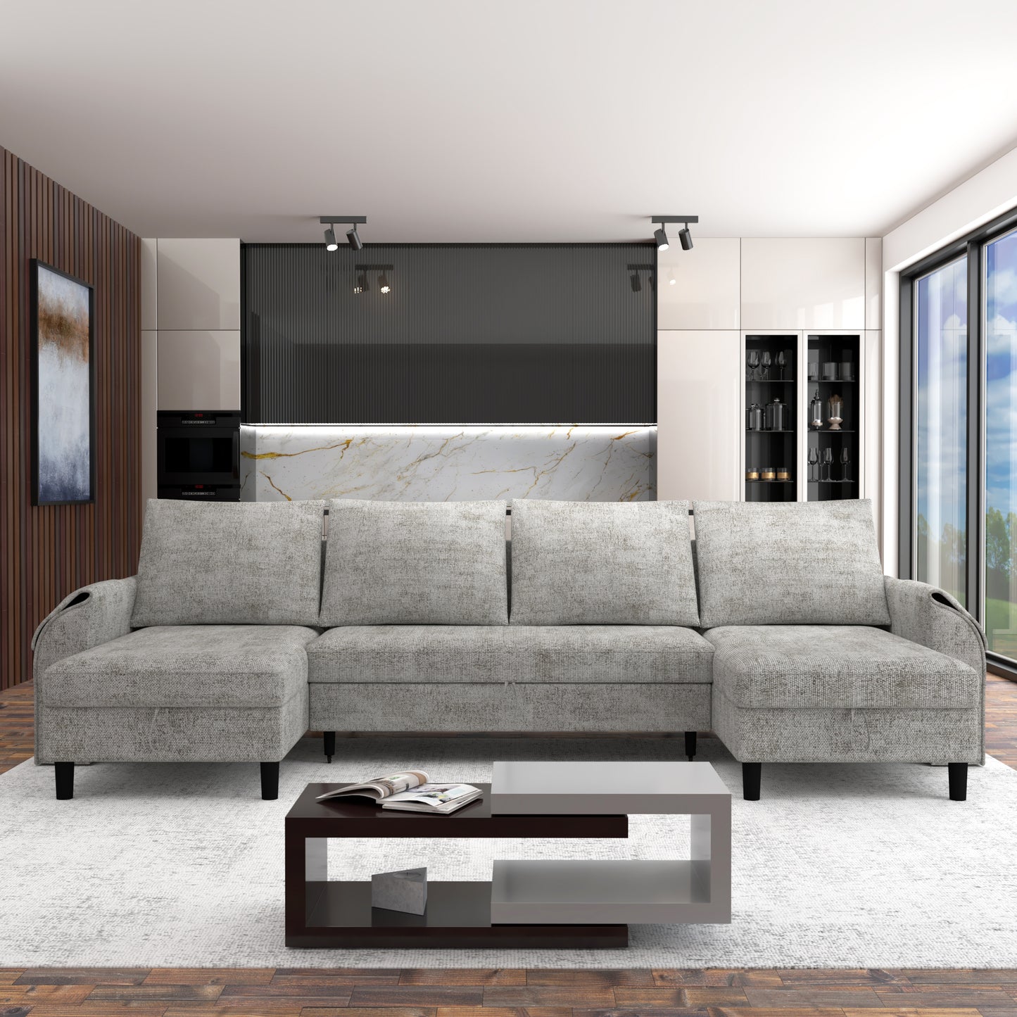 Corner sofa bed Aalija DF-020CSB u-shape - Grey