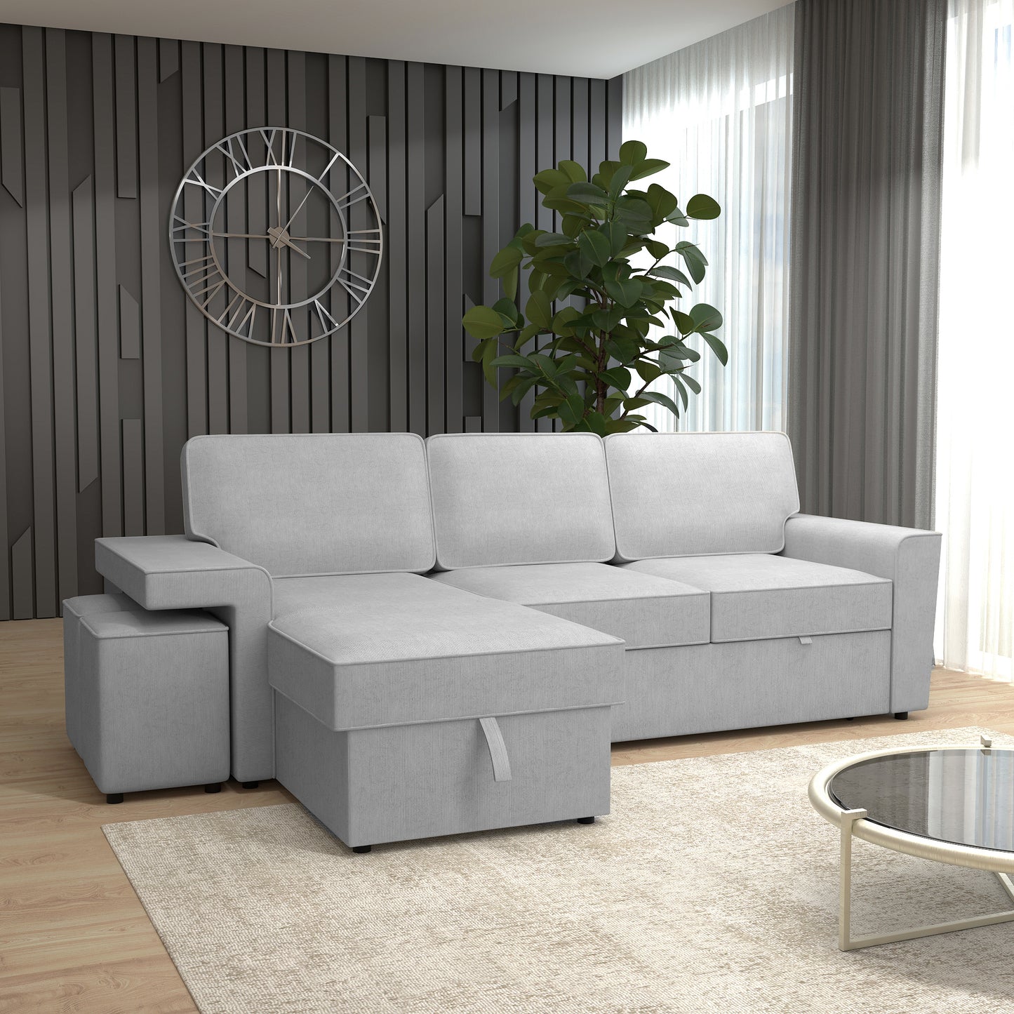 Corner sofa bed Everly DF-019CSB reversible - Grey