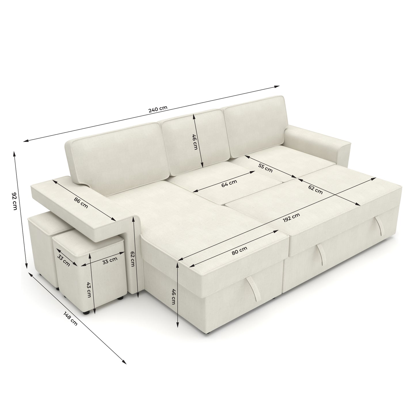 Corner sofa bed Everly DF-019CSB reversible - Grey