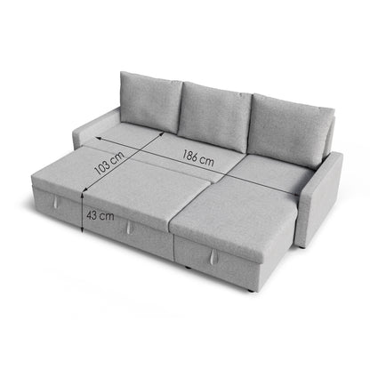 Corner sofa bed Lynda DF-012CSB reversible - Grey