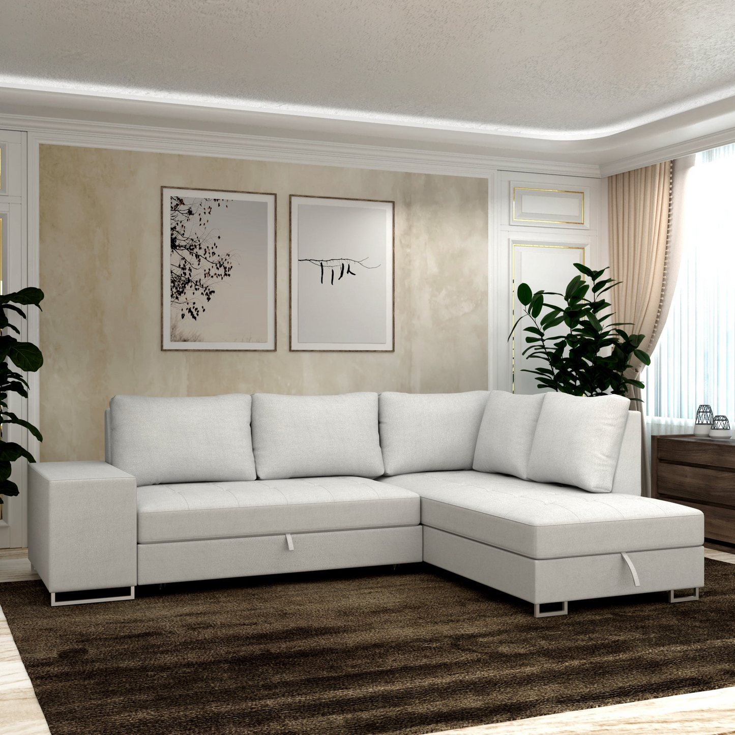 Corner sofa bed Martha DF-023CSBR right-hand - Cream