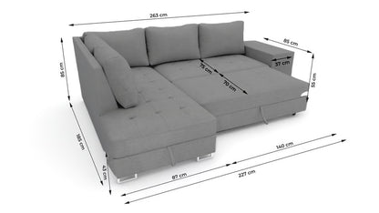 Corner sofa bed Martha DF-023CSBL left-hand - Grey
