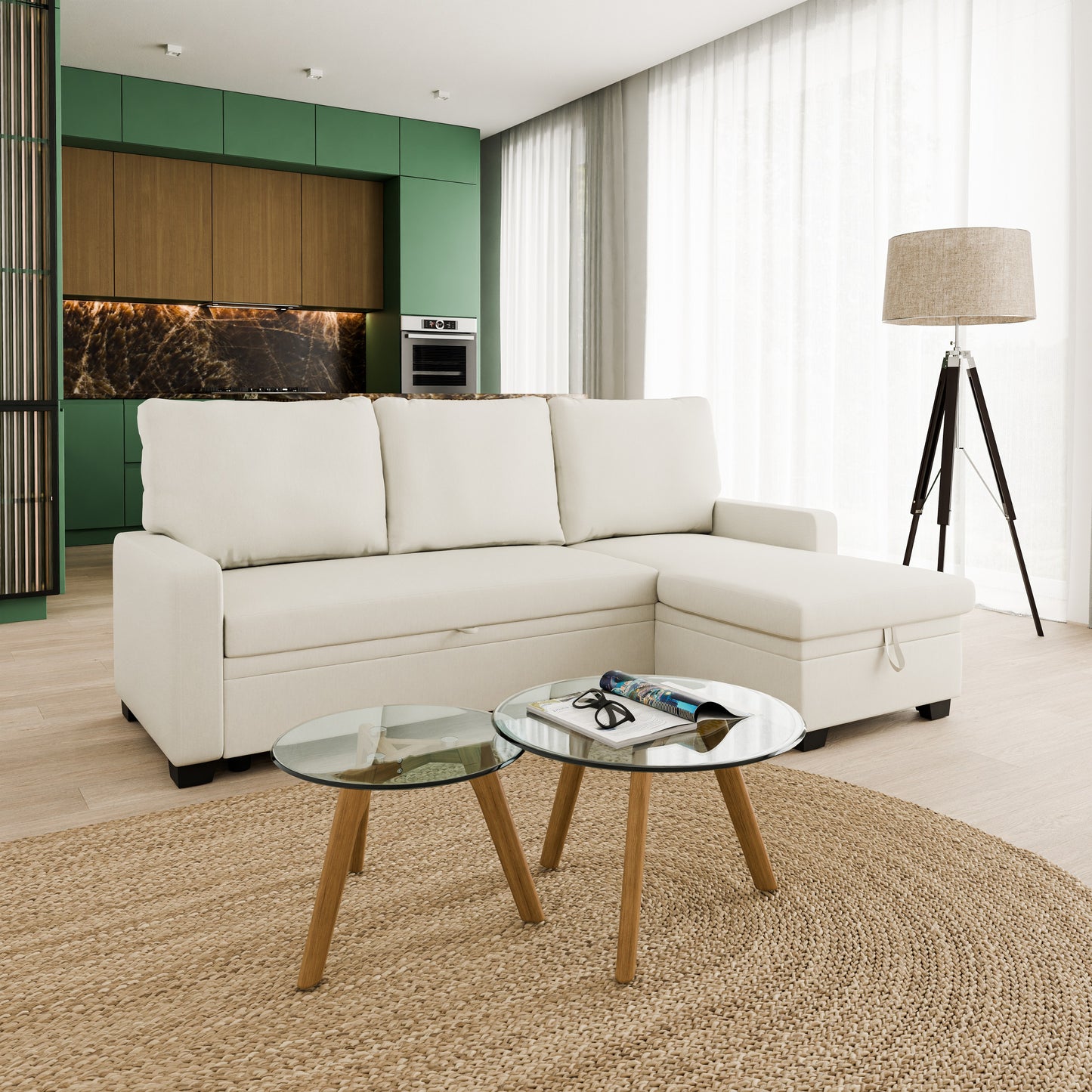 Corner sofa bed Susanne DF-017CSB reversible - Cream