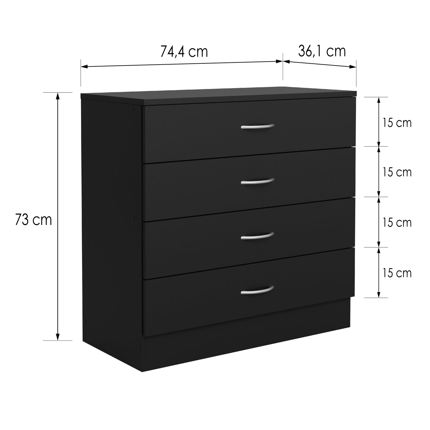 Chest of drawers Essential DF-BR103CD-4D - black