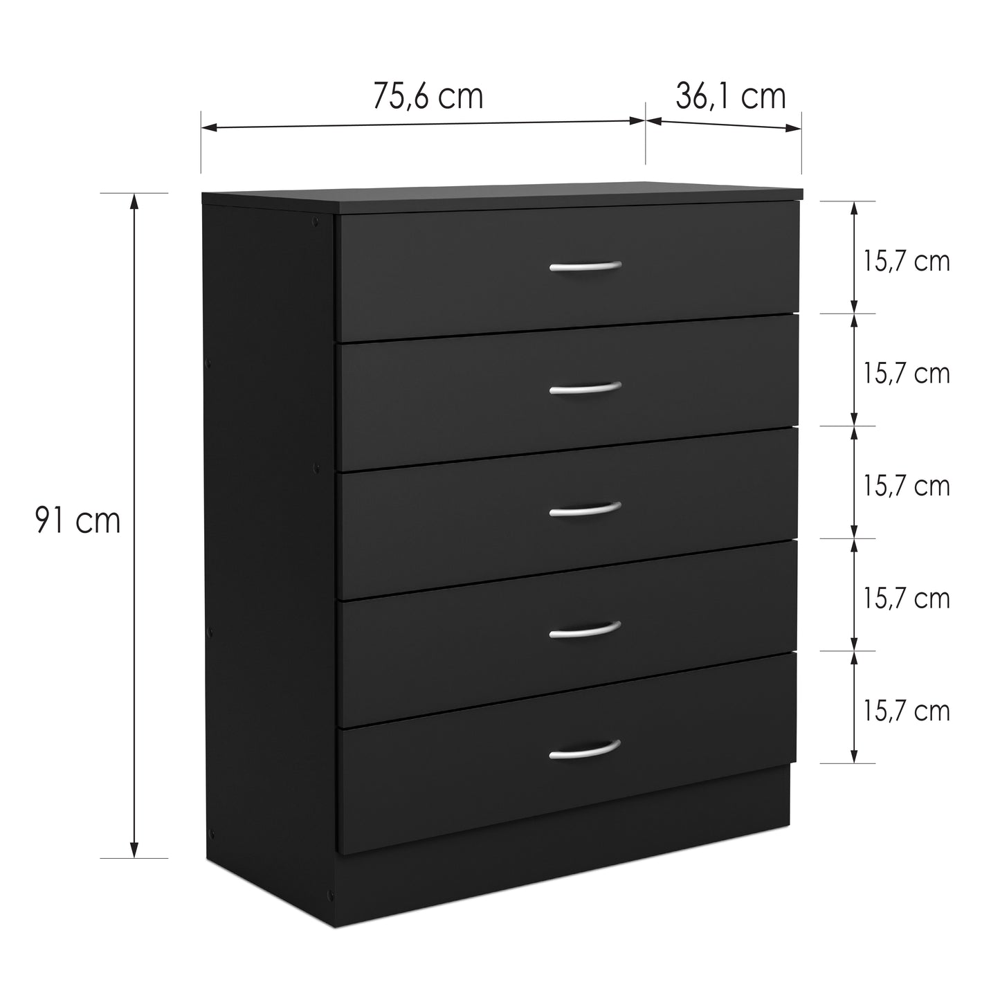 Chest of drawers Essential DF-BR104CD-5D - black
