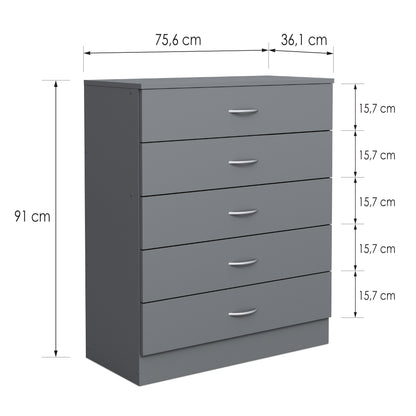 Chest of drawers Essential DF-BR104CD-5D - grey