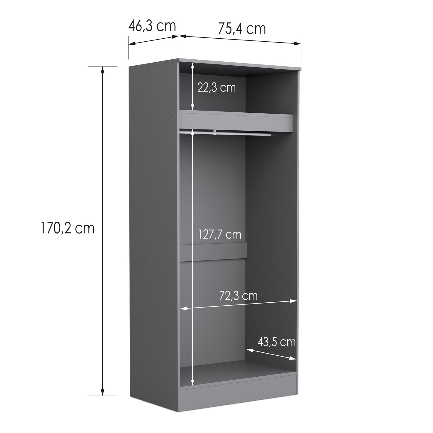 Wardrobe Essential DF-BR110W-2DR - grey