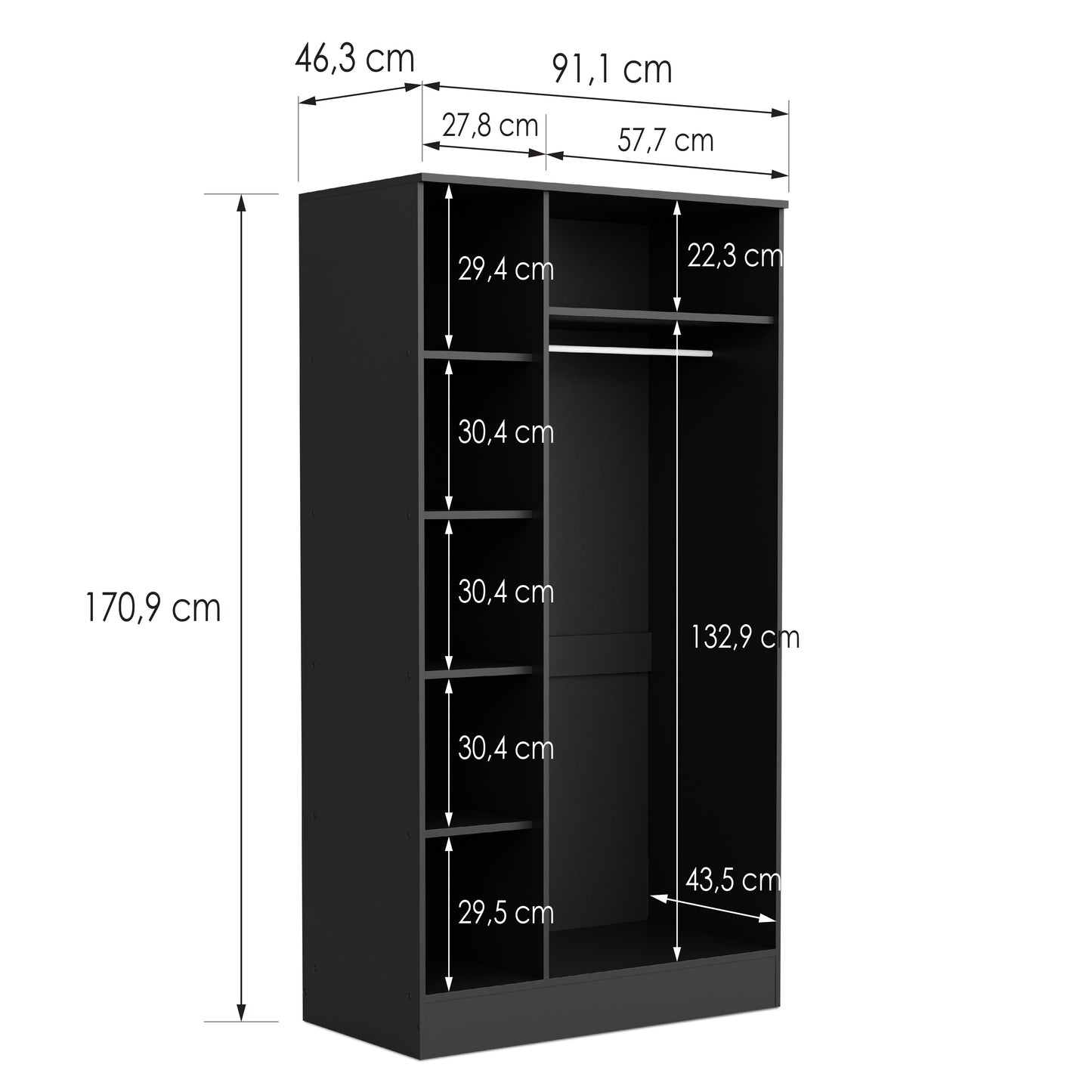 Wardrobe Essential DF-BR111W-3DR - black