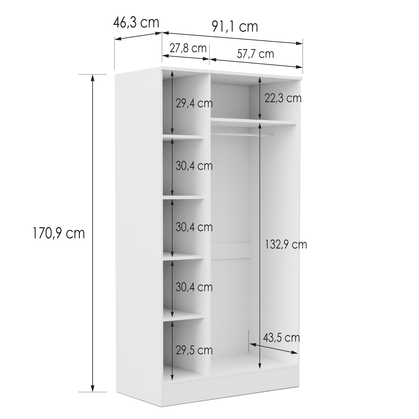 Wardrobe Essential DF-BR111W-3DR - white