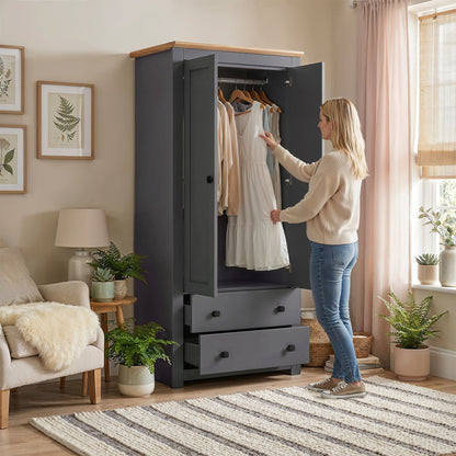 Wardrobe Milford DF-CF204WR-2DR2D-80 - Graphite