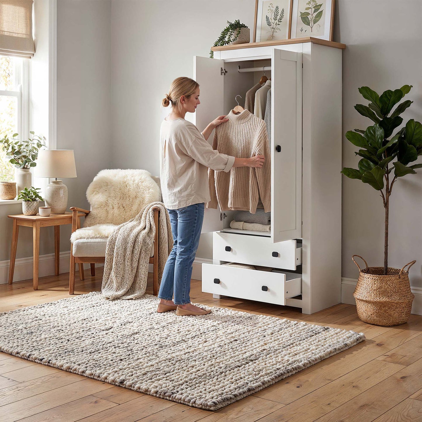 Wardrobe Milford DF-CF204WR-2DR2D-80 - White