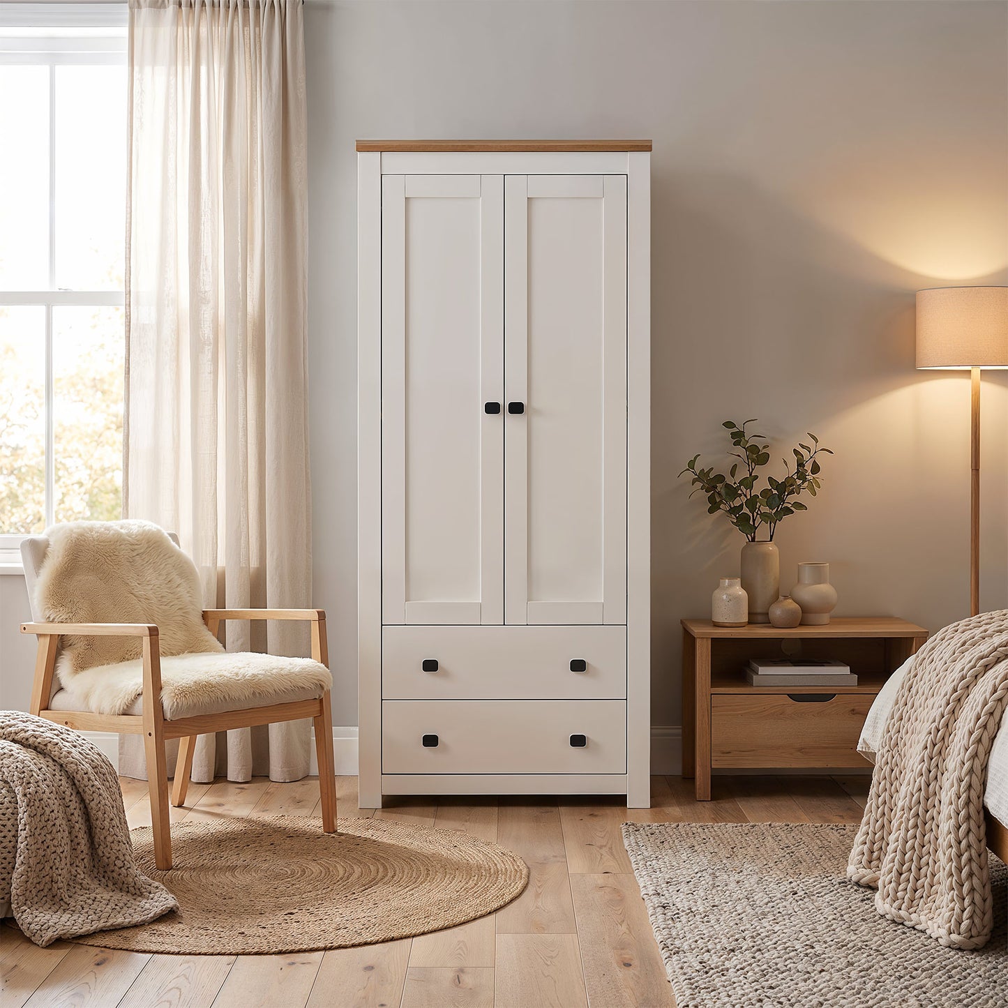 Wardrobe Milford DF-CF204WR-2DR2D-80 - White