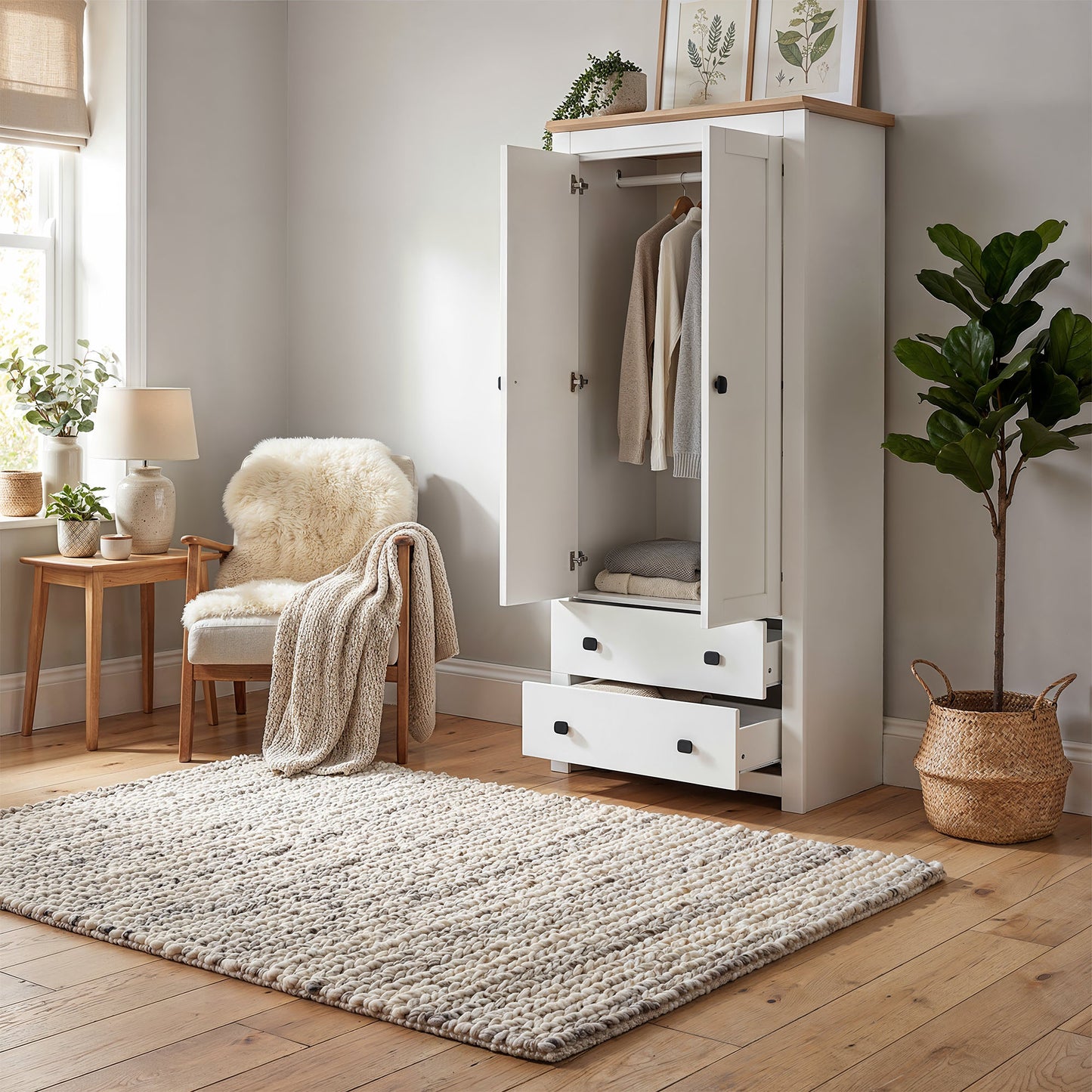 Wardrobe Milford DF-CF204WR-2DR2D-80 - White