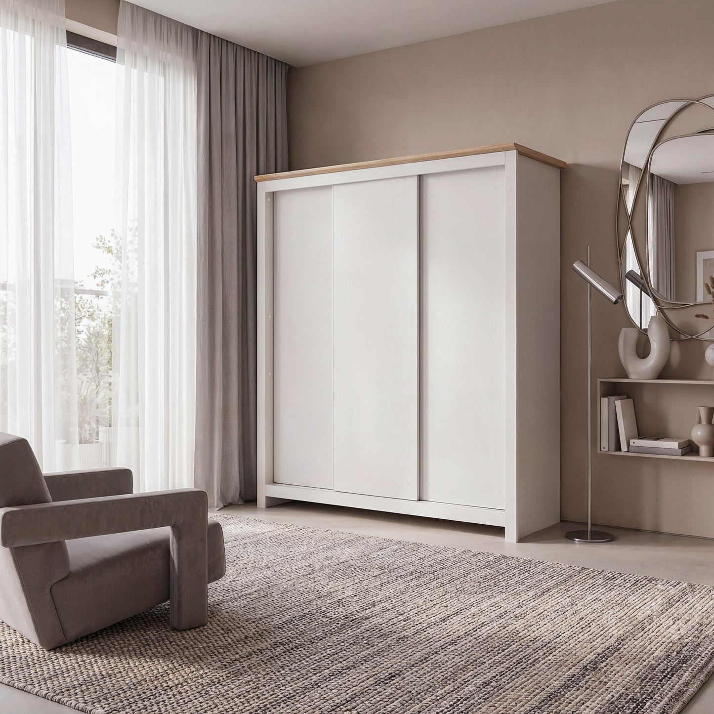 Sliding Wardrobe Milford DF-CF207SWR-3DR-180 - Cashmere